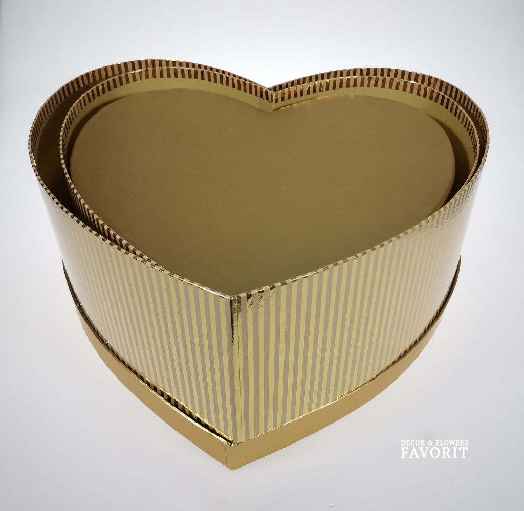 Глянцевые формы. Шкатулка сердце 3д модель. Коробка на 4 шт золото.
