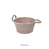 Кашпо металлическое с ручками, h9 х d18(14) см, FA57-17 - вид 1 миниатюра
