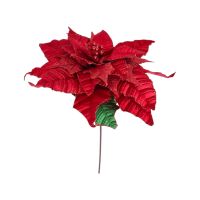 Цветок искусственный Пуансеттия Люкс бархат, h80 см, FA48-22 - вид 2 миниатюра