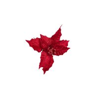 Цветок искусственный Пуансеттия бархат, h22 см, красный, FA48-19 - вид 1 миниатюра