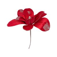 Цветок искусственный декоративный, красный с серебром, h25 см, FA48-44