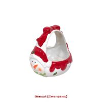 Кашпо керамическое с ручкой Снеговик/Санта, d14 см, FA46-2 - вид 2 миниатюра