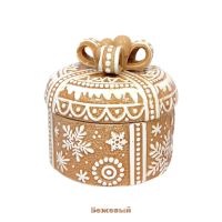 Кашпо керамическое с крышкой Новогодний узор, d15.5 x h16(8) см, FA 46-6 - вид 1 миниатюра