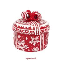Кашпо керамическое с крышкой Новогодний узор, d15.5 x h16(8) см, FA 46-6 - вид 3 миниатюра