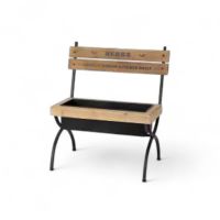 Подставка металлическая для цветов Скамейка h62 х 57 х 33 см, черный/натуральный, FA59-24