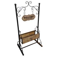 Подставка металлическая для цветов WELCOME h130 х 56 х 48 см, черный/натуральный, FA40-7 - вид 1 миниатюра
