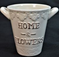 Кашпо керамическое Home & Flowers h11 х d9 см, белый, Z21-37 - вид 1 миниатюра