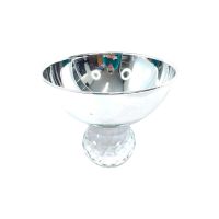 Чаша для сервировки металлическая на стеклянной ножке Кристалл d15.5 х h14 см, хром, FA53-3