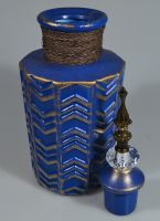 Ваза с крышкой керамическая интерьерная Индиго, 34 см, W24-13 - вид 1 миниатюра