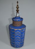 Ваза с крышкой керамическая интерьерная Индиго, 34 см, W24-13 - вид 1 миниатюра