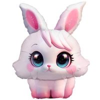 Шар фольгированный ФИГУРА Зайка с большими глазами 35"(89 см)