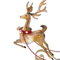 Фигура декоративная Сани с оленями новогодние h50 х 75 х 14.5 см, металл, красный/золото, FA42-37 - вид 1 миниатюра