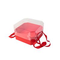 Коробка восьмиугольная с прозрачной крышкой 25 х 25 х 15 см, красный, Z25-3 - вид 1 миниатюра