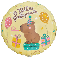 Шар фольгированный С ДР Капибара 18" - вид 1 миниатюра