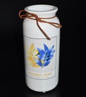 Ваза керамическая Golden Leaf широкая, 22 см, белый, W18-27 - вид 1 миниатюра