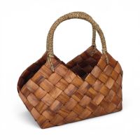 Корзина-сумка с ручками из шпона h20(45) х 49 х 24 см, коричневый, M77-11