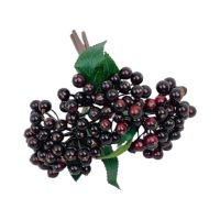 Ветка с ягодами Черноплодная рябина искусственная h25 см, 3 шт, FA51-29 - вид 1 миниатюра