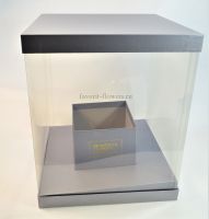 Коробка пластик с картонным дном и крышкой 30 х 30 х 30 см, серый, М2-2 - вид 1 миниатюра