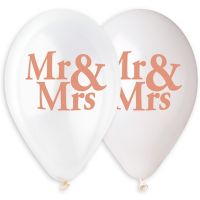 Надувные шары MR&MRS 14", 10 шт, белый/прозрачный - вид 1 миниатюра