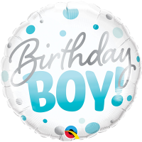 Шар фольгированный BIRTHDAY Boy круги голубые 18" - вид 1 миниатюра