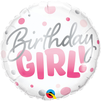 Шар фольгированный BIRTHDAY Girl круги розовые 18" - вид 1 миниатюра