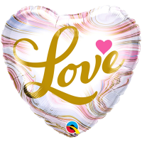 Шар фольгированный Сердце LOVE мрамор агат фэшн 18" - вид 1 миниатюра