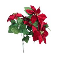 Цветок искусственный Пуансеттия букет, 5 шт, красный, FA 48-25 - вид 1 миниатюра