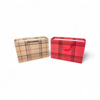 Сумка бумажная горизонтальная 37 х 54 х 20 см, Клетка, 12 шт, FA55-14