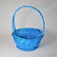 Корзина плетеная круглая, голубой, 25 х 24,5 х 12 см - вид 1 миниатюра
