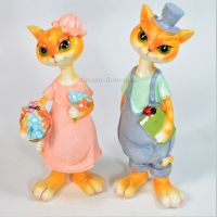 Фигурка Кошки пара, полистоун, М15-5 - вид 1 миниатюра