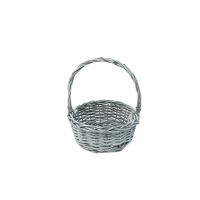 Корзина круглая S, d25 х h11(28)см, ива, серый, 5954 - вид 1 миниатюра