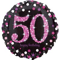 Шар фольгированный Happy birthday 50, 45 см - вид 1 миниатюра
