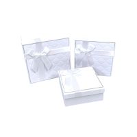 Коробка квадратная с бантом и тиснением, набор из 3 шт, белый, FA54-1 - вид 1 миниатюра