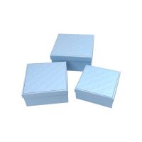 Коробка квадратная с тиснением, набор из 3 шт, голубой перламутр, FA54-2 - вид 1 миниатюра