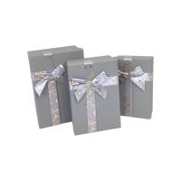 Коробка прямоугольная с бантом, набор из 3 шт, серый, FA54-3 - вид 1 миниатюра