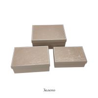 Коробка прямоугольная с тиснением Цветы, набор из 3 шт, FA54-4 - вид 1 миниатюра