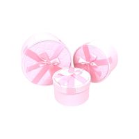 Коробка цилиндр с бантом, набор из 3 шт, розовый, FA54-7 - вид 1 миниатюра