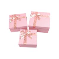 Коробка квадратная с бантом, набор из 3 шт, розовый персик, FA54-8