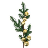 Ветка еловая с золотыми шариками, h75 см, FA48-26 - вид 1 миниатюра