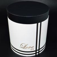 Коробка цилиндр Love gift, набор из 3 шт, белый/черный, W55-3 - вид 1 миниатюра