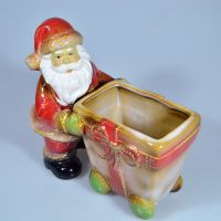 Кашпо керамическое Снеговик/Санта, h18,5 х 18,5 см, W50-6 - вид 2 миниатюра