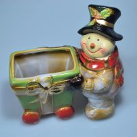 Кашпо керамическое Снеговик/Санта, h18,5 х 18,5 см, W50-6 - вид 1 миниатюра