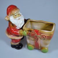 Кашпо керамическое Снеговик/Санта, h18,5 х 18,5 см, W50-6 - вид 3 миниатюра