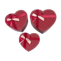 Коробка Сердце с бантом, набор из 3 шт, бордовый, FA54-53 - вид 2 миниатюра