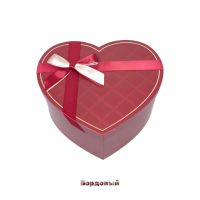Коробка Сердце с бантом, набор из 3 шт, бордовый, FA54-53 - вид 1 миниатюра