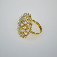 Кольцо для салфеток d3,5 см с накладным элементом, 6 шт, металл, золотой, М94-5 - вид 1 миниатюра