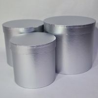 Коробка цилиндр Металлик, набор из 3 шт, серебро, W120-17 - вид 1 миниатюра