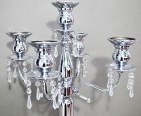Канделябр на 5 свечей с хрусталем, серебро, h88 см, W42-2 - вид 2 миниатюра