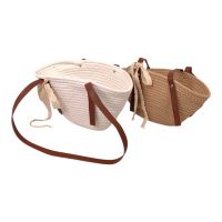 Корзина овальная Сумка с ручками из экокожи h22(62) х 30 х 23 см, текстиль, FA35-31 - вид 1 миниатюра