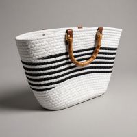Корзина овальная Сумка с пластиковыми ручками h27 х 20 х 42 см, текстиль, FA35-32 - вид 5 миниатюра
